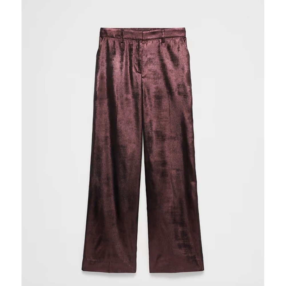 Banana Republic Factory Metallic Wide-Leg Pant Vino Rosso High Rise Small $125